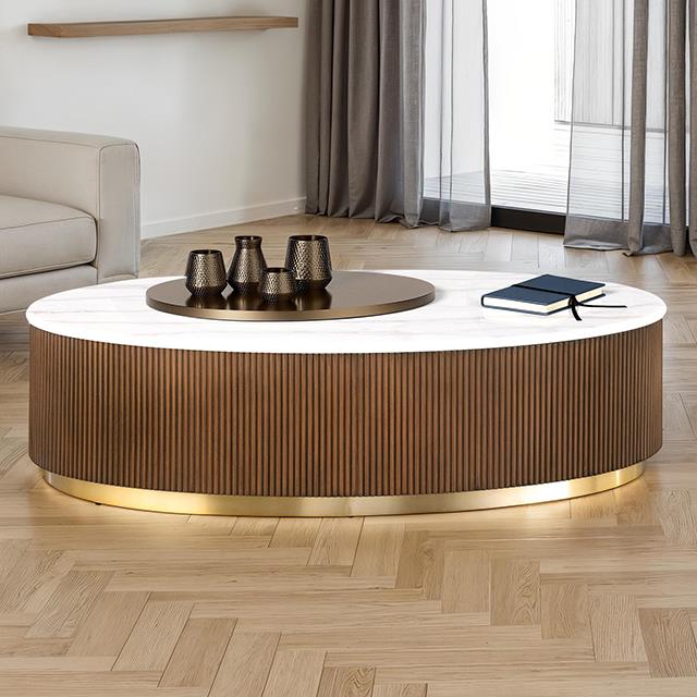  Furniture of America Virden FM47000BR-CO Oval Cocktail Table IMAGE 1