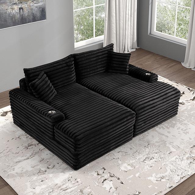  Furniture of America Tavedestrand FM6900BK-PK Double Chaise Sofa IMAGE 3