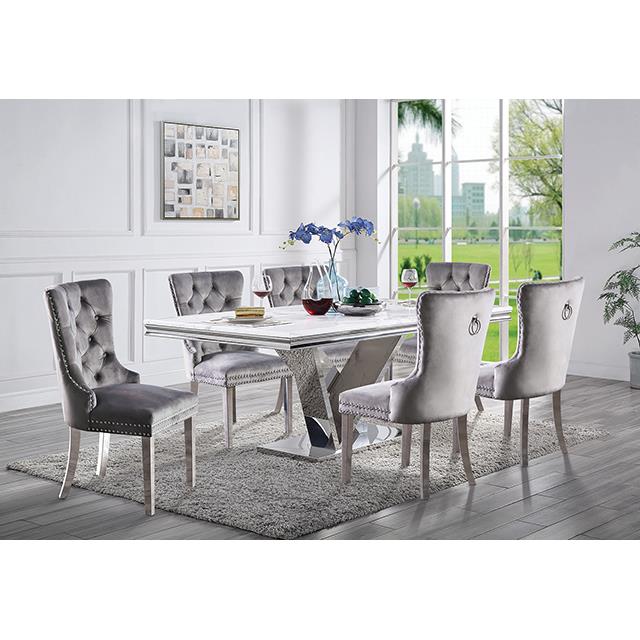  Furniture of America Valdevers CM3294T-SS-TABLE Dining Table IMAGE 1