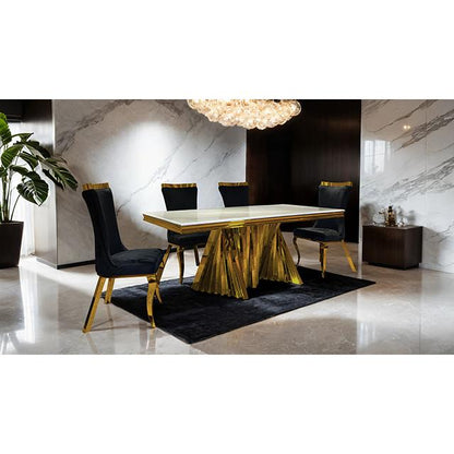  Furniture of America Basilicata FM33001GD-T-7PC-13BK 7 Pc Dining Table Set IMAGE 1