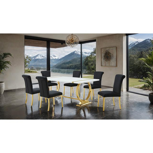  Furniture of America Holbaek FM37008GD-T 80" Dining Table IMAGE 1