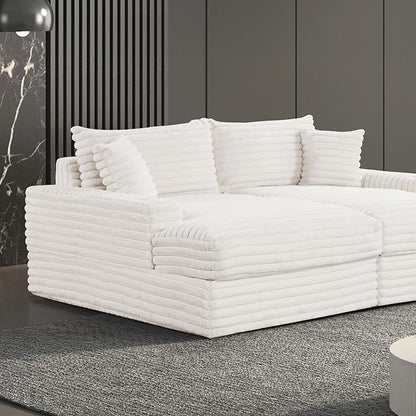  Furniture of America Tavedestrand FM6900WH-PK Double Chaise Sofa IMAGE 1