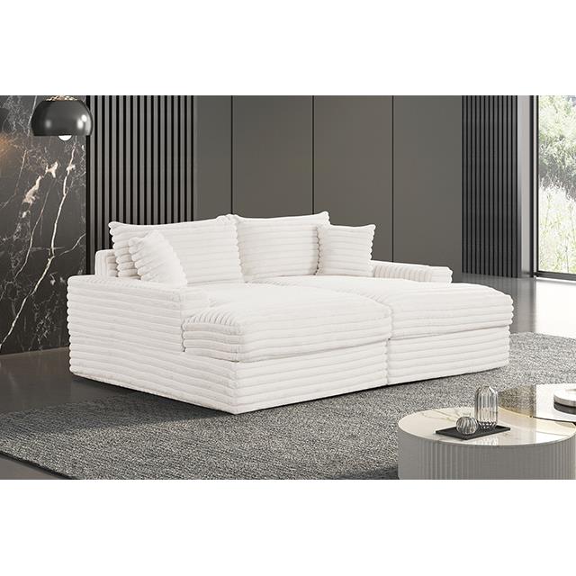  Furniture of America Tavedestrand FM6900WH-PK Double Chaise Sofa IMAGE 2