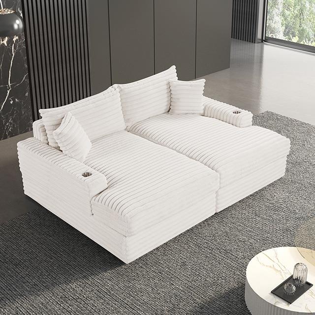  Furniture of America Tavedestrand FM6900WH-PK Double Chaise Sofa IMAGE 3