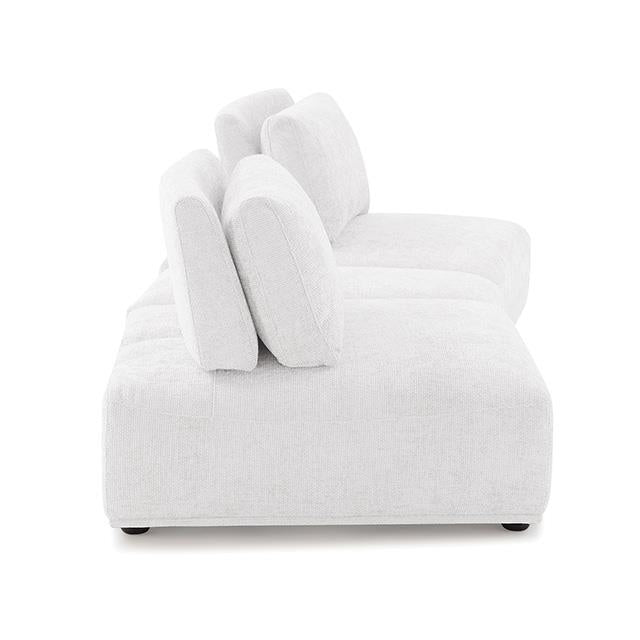  Furniture of America Stavanger FM63001WH-D Curved 2-Seater with Ottoman IMAGE 2