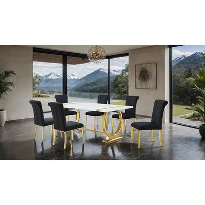  Furniture of America Holbaek FM37008GD-T-7PC-07GB 7 Pc 80" Dining Table Set IMAGE 2