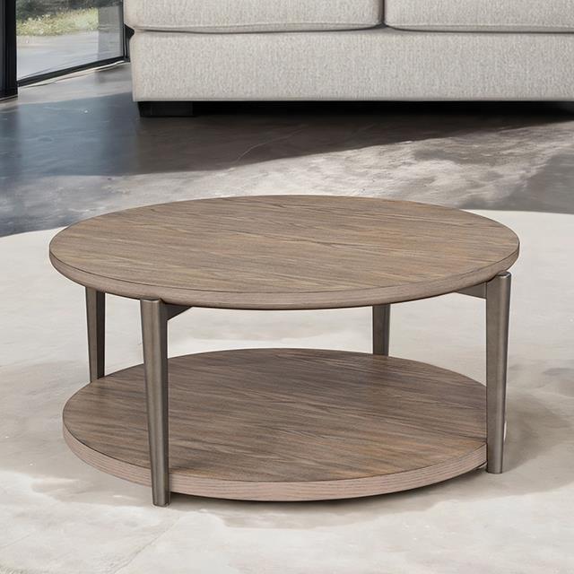  Furniture of America Roros FM44008NT-CR Round Cocktail Table IMAGE 1