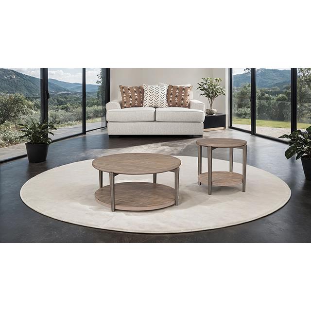  Furniture of America Roros FM44008NT-CR Round Cocktail Table IMAGE 2