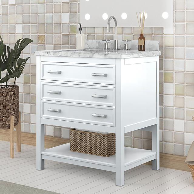  Furniture of America Reston TM-VS001WH-31 31" Vanity with Top/ Sink IMAGE 1