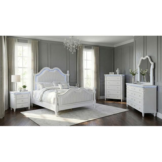  Furniture of America Swindon FM74007WH-N Nightstand with LED IMAGE 2