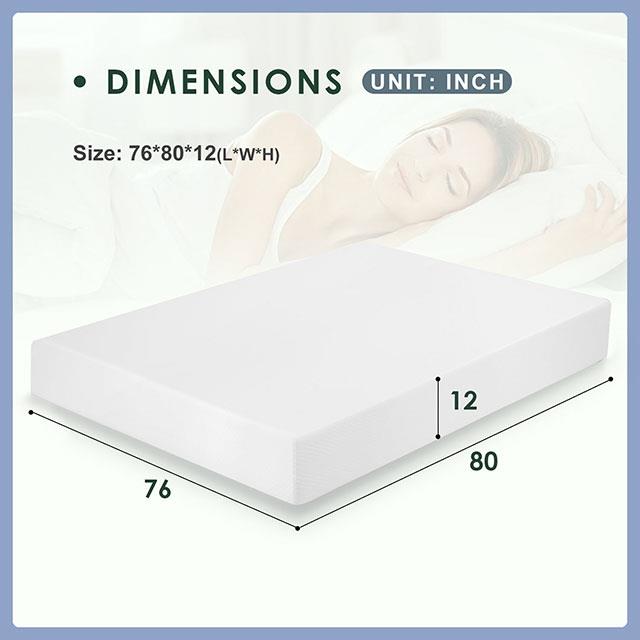  Furniture of America Artemisia DM540-EK-EU 12" Memory Foam Mattress IMAGE 5