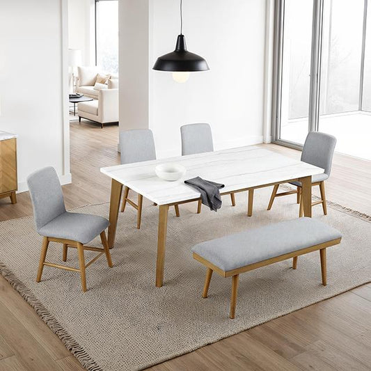  Furniture of America Mandier FM37009NT-T-6PC-BN 6 Pc Dining Table Set with Bench IMAGE 1