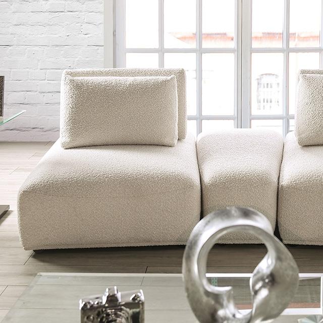 Furniture of America Stavanger FM63001BG-D Curved 2-Seater with Ottoman IMAGE 1