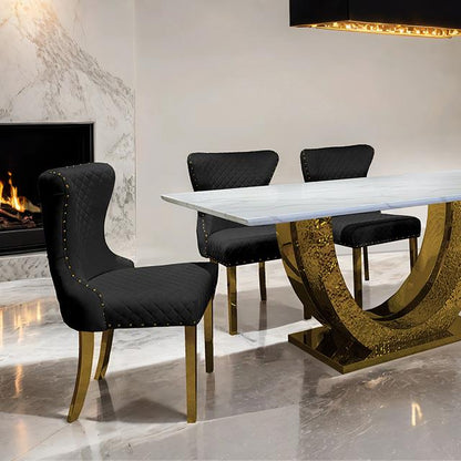  Furniture of America Portanova FM33003GD-T-7PC-15BK 7 Pc Dining Table Set IMAGE 3
