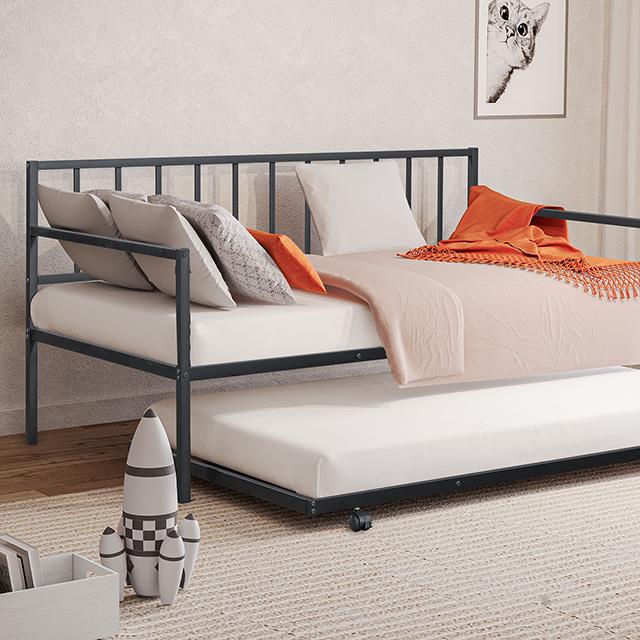  Furniture of America Harmon FM1001BK Metal Daybed IMAGE 1