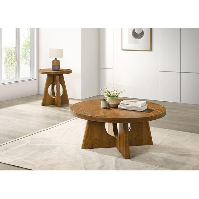  Furniture of America Olgod FM4223WN-CR Round Coffee Table IMAGE 2