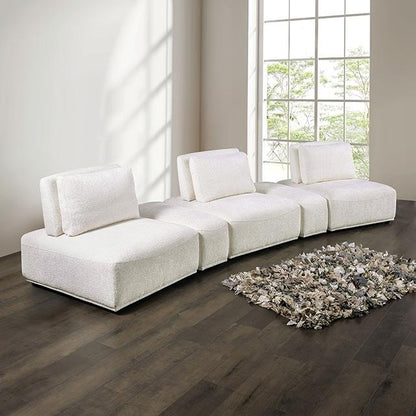  Furniture of America Stavanger FM63001WH-G Curved 3-Seater IMAGE 1