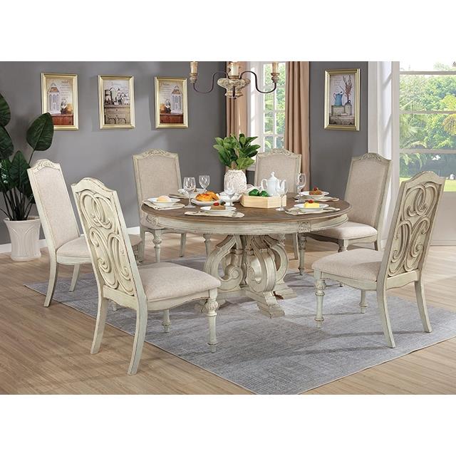  Furniture of America Arcadia CM3150WH-RT-7PC 7 Pc Dining Table Set IMAGE 3