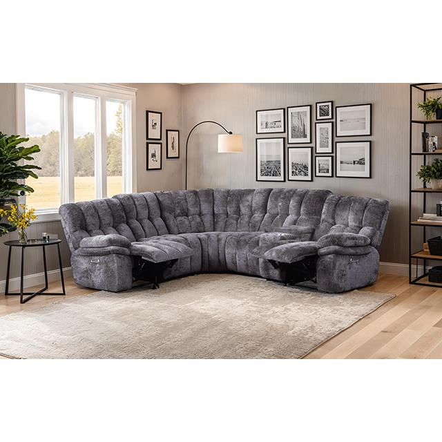  Furniture of America Hieronymus FM64001DG-SECT-PM Power Sectional IMAGE 2