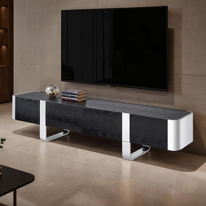  Furniture of America Leknes FM-AC8028SV-TV TV Stand Black with Silver Frame IMAGE 1