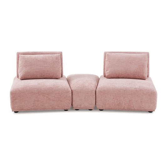  Furniture of America Stavanger FM63001PK-D Curved 2-Seater with Ottoman IMAGE 1