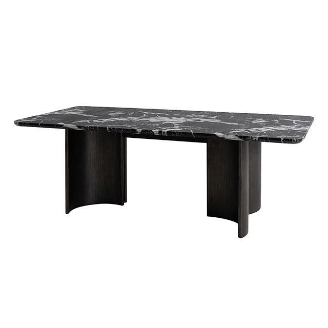  Furniture of America Selsey FM34007BK-T Black Stone Top Dining Table IMAGE 1