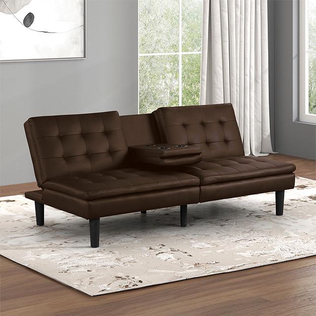  Furniture of America Eidsberg FM2908BR Futon Sofa Bed IMAGE 1