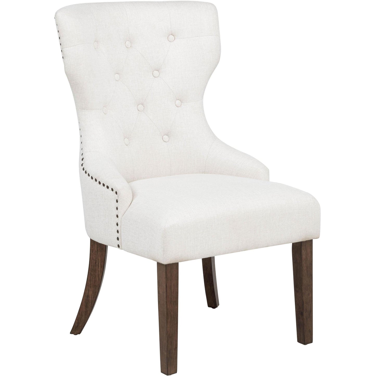  Coaster Furniture Baney 104507DOK Fabric Upholstered Dining Side Chair - Cream/Dark Oak IMAGE 1