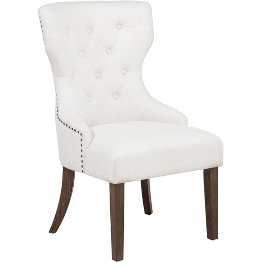  Coaster Furniture Baney 104507DOK Fabric Upholstered Dining Side Chair - Cream/Dark Oak IMAGE 1