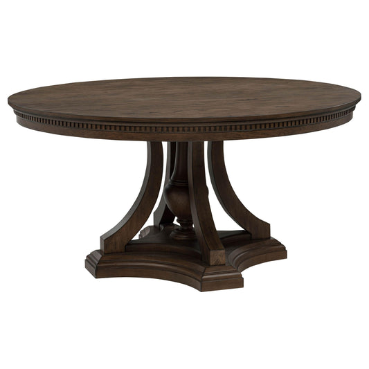  Coaster Furniture Ridgewell 104600 Round Pedestal Dining Table - Dark Oak IMAGE 1