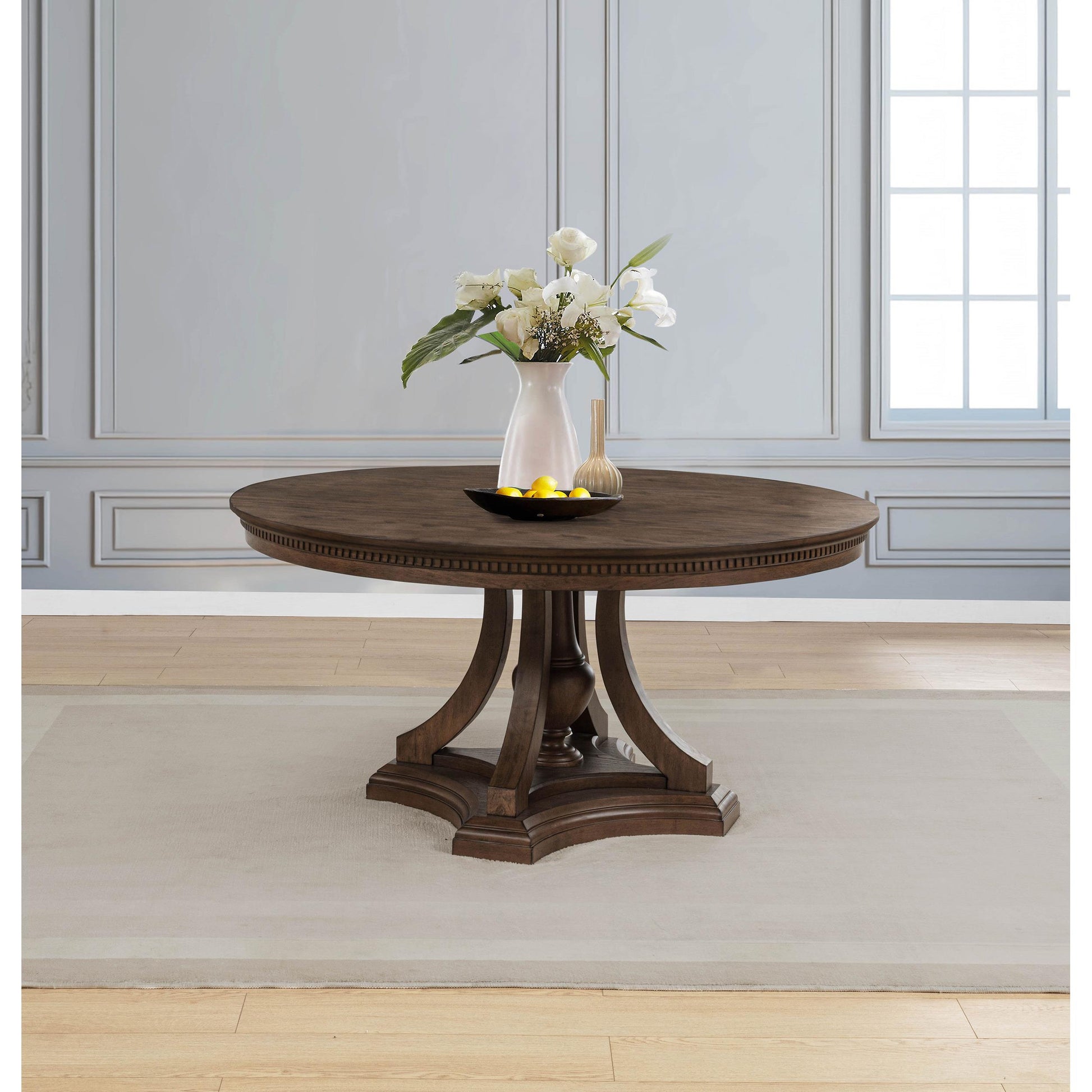  Coaster Furniture Ridgewell 104600 Round Pedestal Dining Table - Dark Oak IMAGE 2