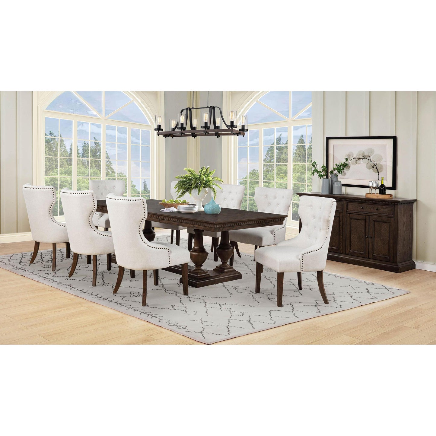  Coaster Furniture Ridgewell 104601 Rectangular Trestle Dining Table - Dark Oak IMAGE 15