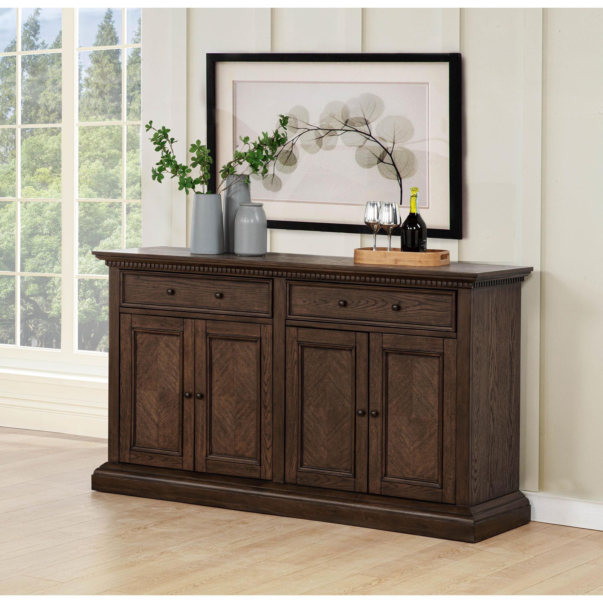 Coaster Furniture Ridgewell 104605 2-drawer 4-door Dining Server - Dark Oak IMAGE 2