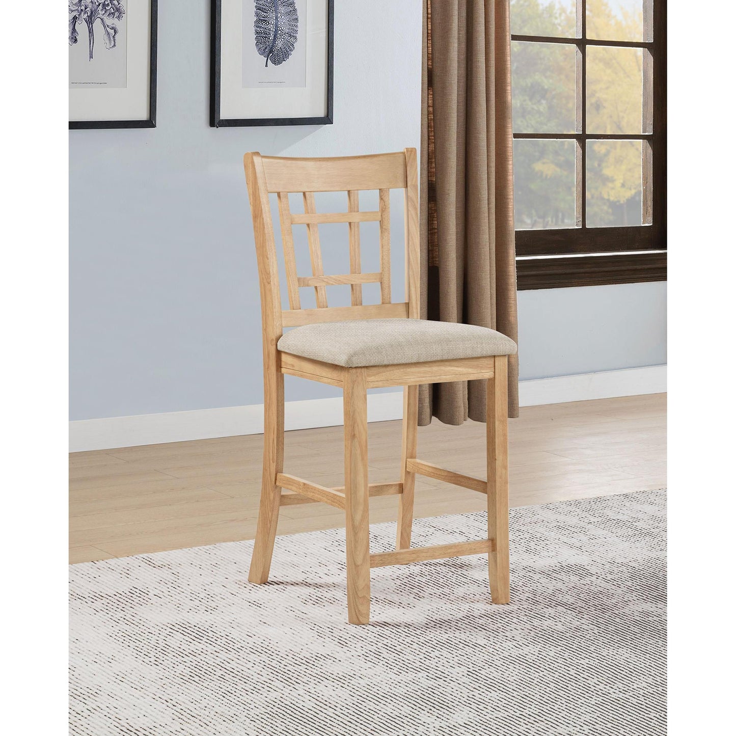  Coaster Furniture Lavon 106629 Set of 2 Wood Counter Height Dining Chair - Linen/Light Oak IMAGE 2