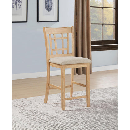  Coaster Furniture Lavon 106629 Set of 2 Wood Counter Height Dining Chair - Linen/Light Oak IMAGE 2