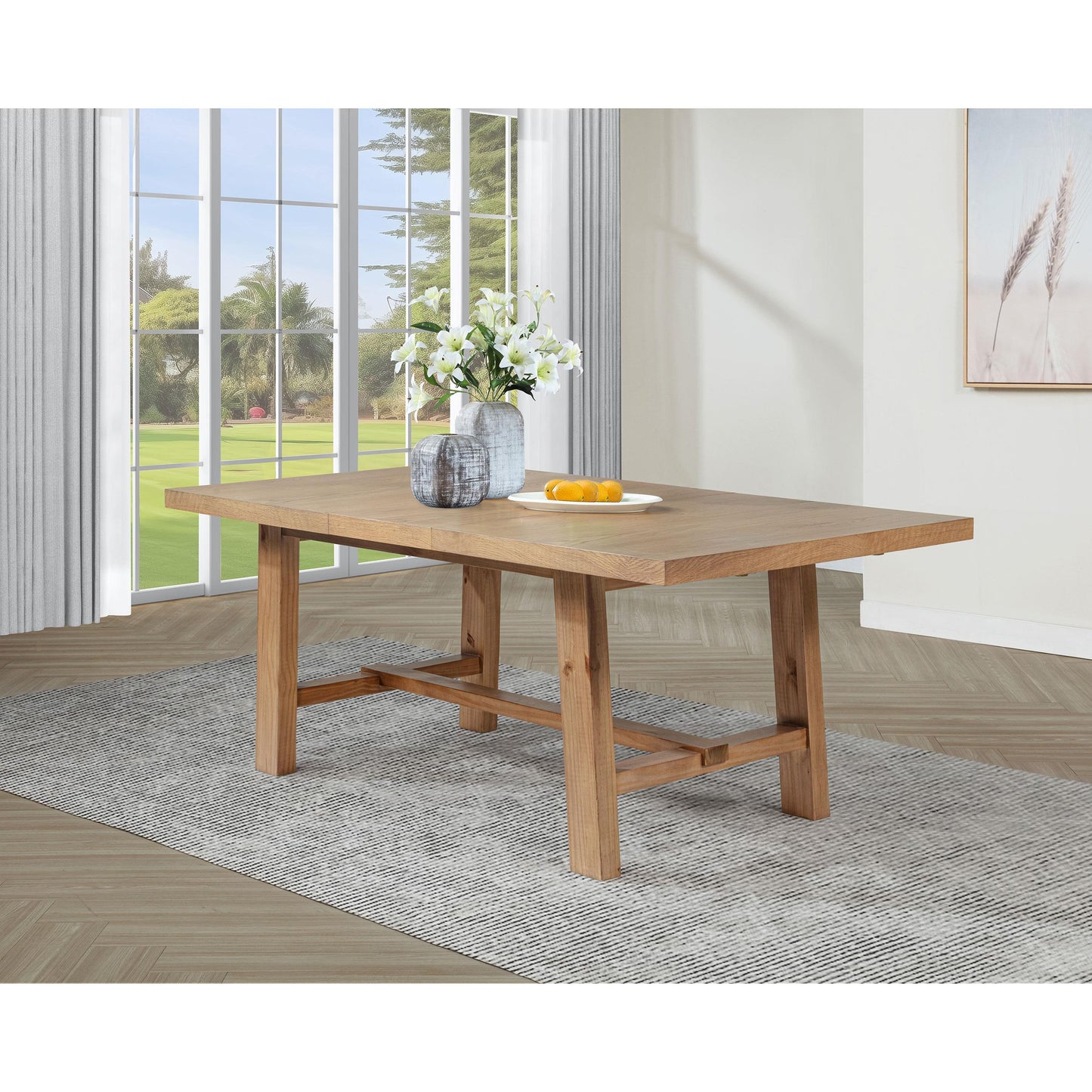  Coaster Furniture Middleton 108540 76-inch Extension Leaf Dining Table - Natural Brown IMAGE 2
