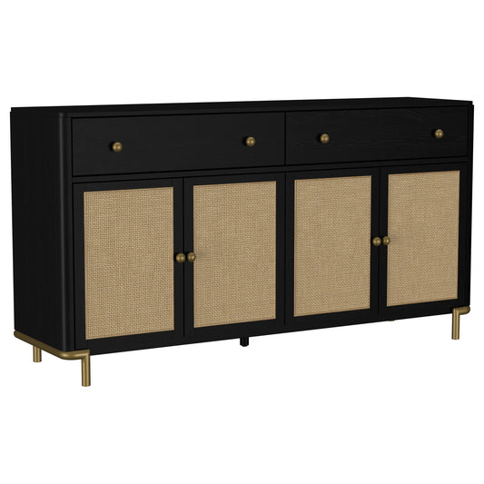  Coaster Furniture Arini 108935BLK 2-drawer Cane Door Dining Sideboard Server - Black IMAGE 1