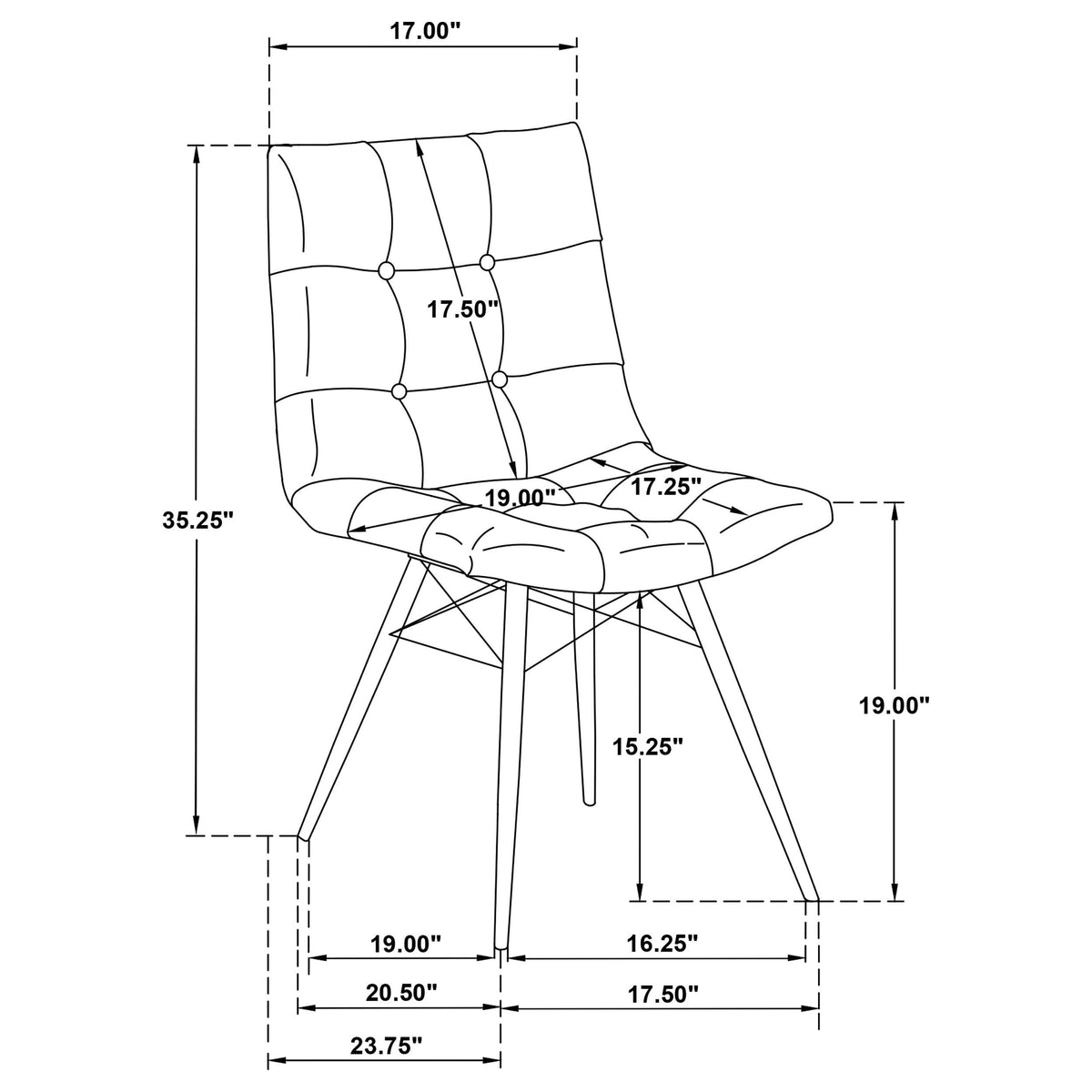  Coaster Furniture Aiken 110332STN Set of 4 Fabric Upholstered Dining Side Chair - Saddle Stone White IMAGE 11