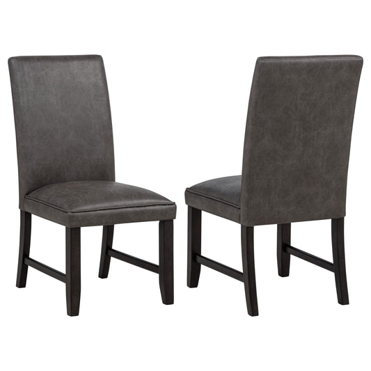 Coaster Furniture Averill 121292GRY Set of 2 Faux Leather Upholstered Dining Side Chair - Dark Grey IMAGE 1