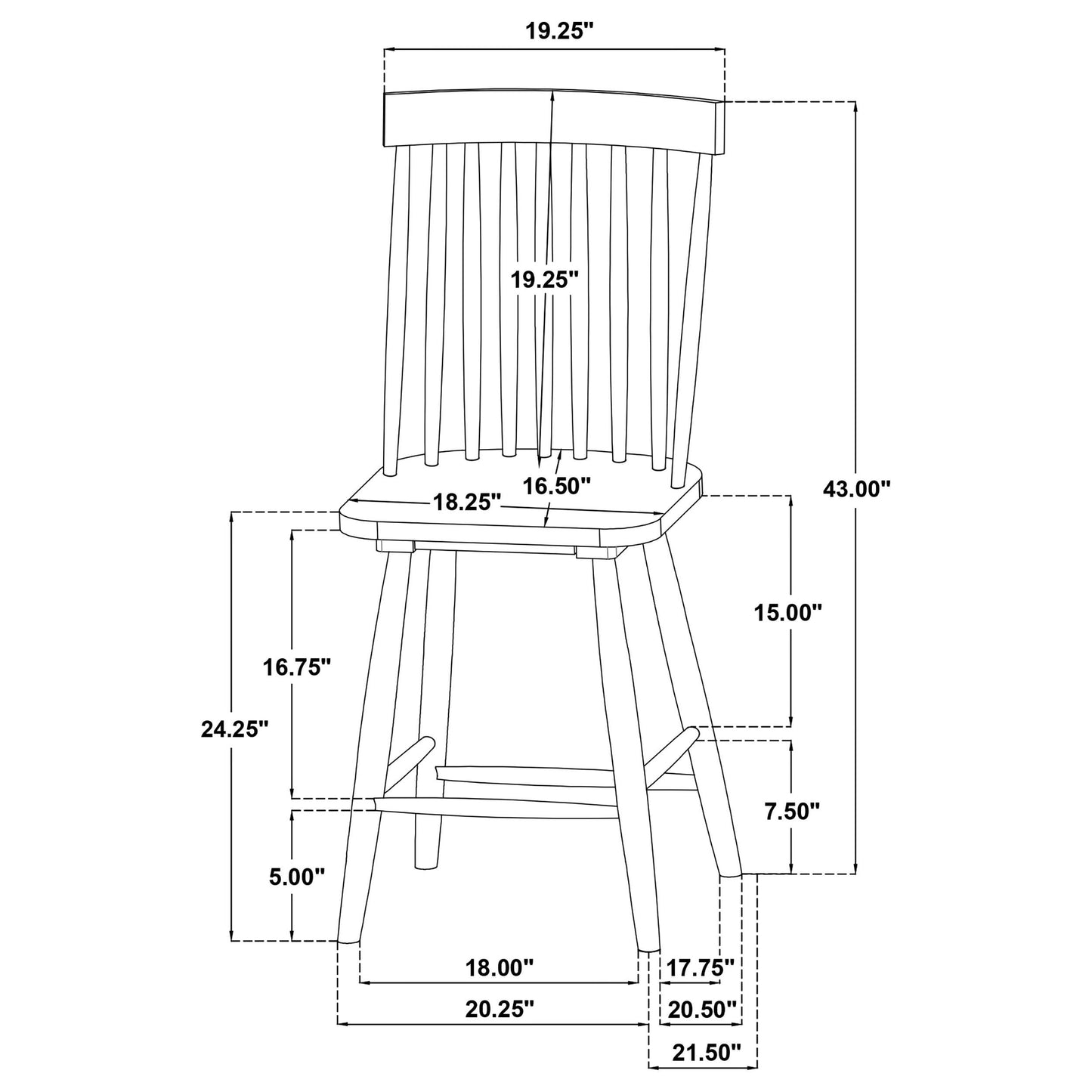  Coaster Furniture Andrews 122509WHT Set of 2 Windsor Counter Height Dining Side Chair - White IMAGE 8