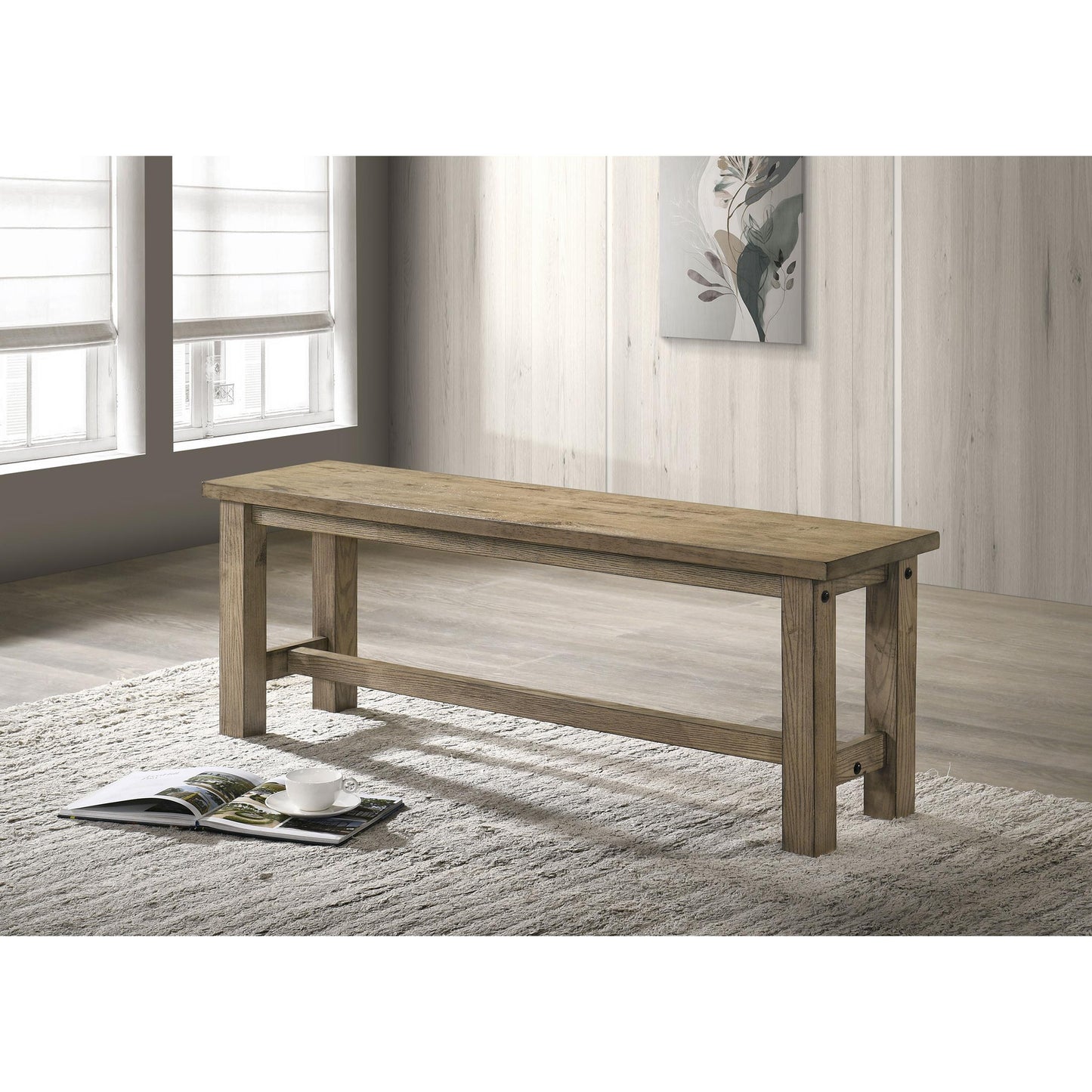 Coaster Furniture Cardova 192923 51-inch Solid Wood Dining Bench - Vineyard Oak IMAGE 5
