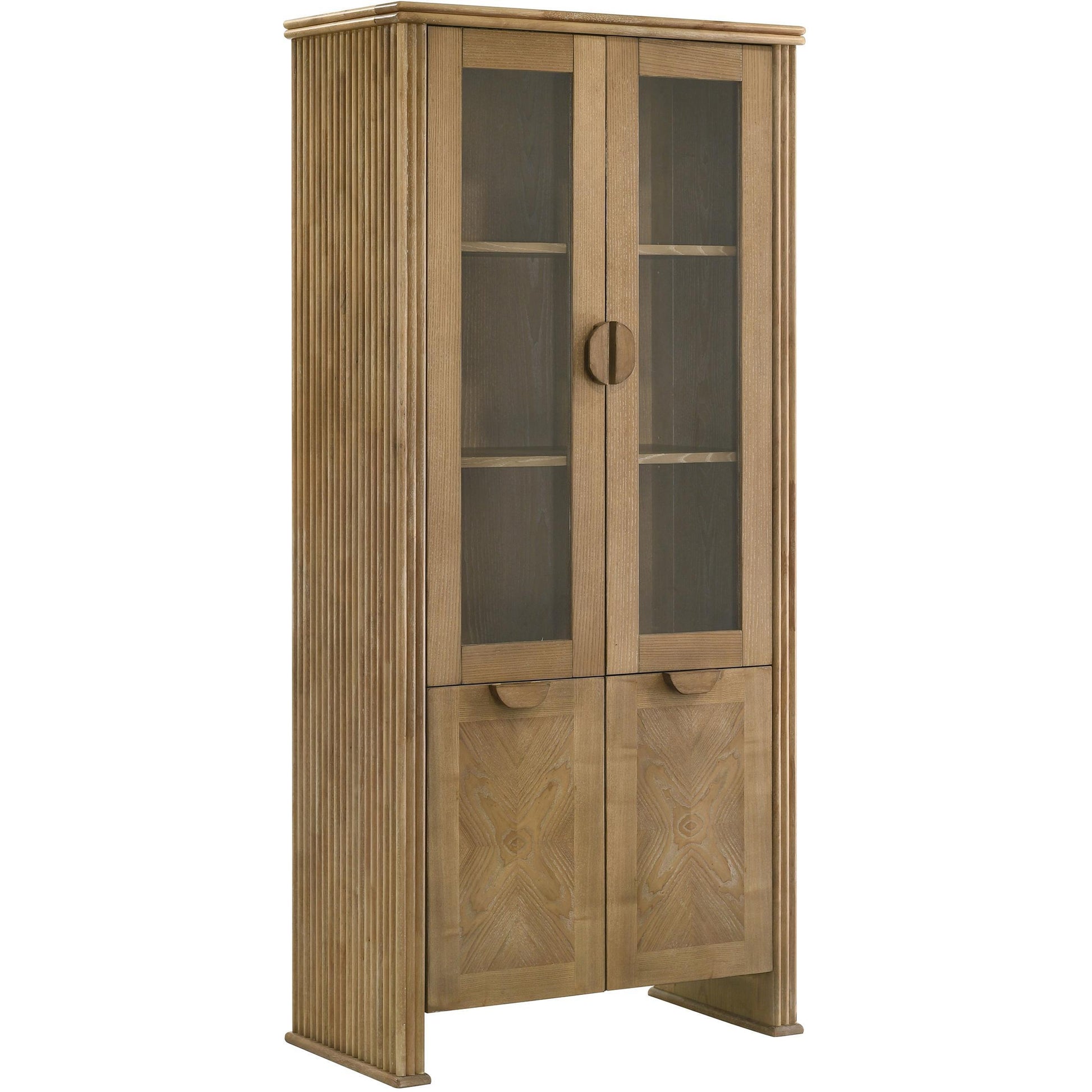  Coaster Furniture Adina 193616 77-inch Tall Display Cabinet  - Distressed Light Brown IMAGE 1