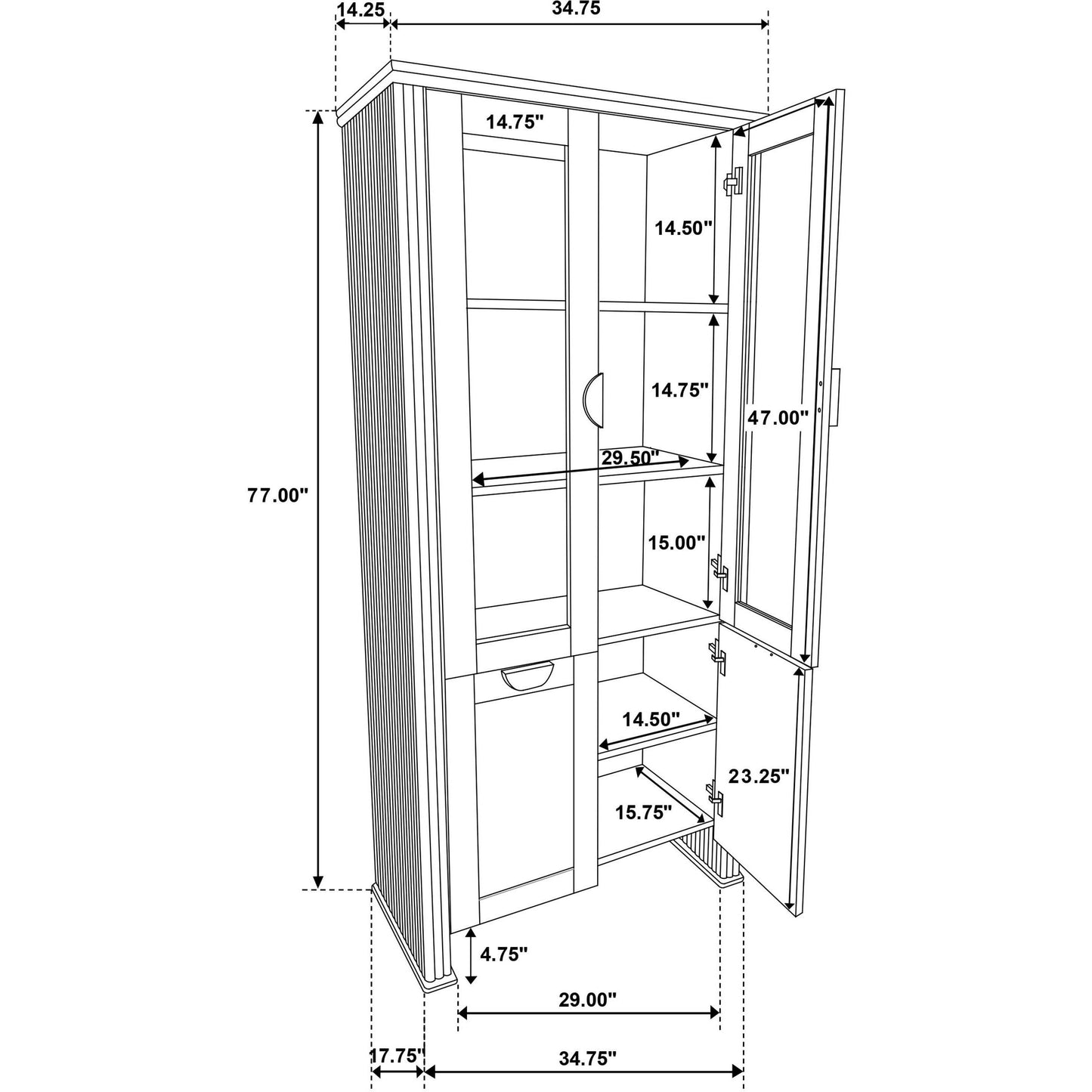  Coaster Furniture Adina 193616 77-inch Tall Display Cabinet  - Distressed Light Brown IMAGE 15