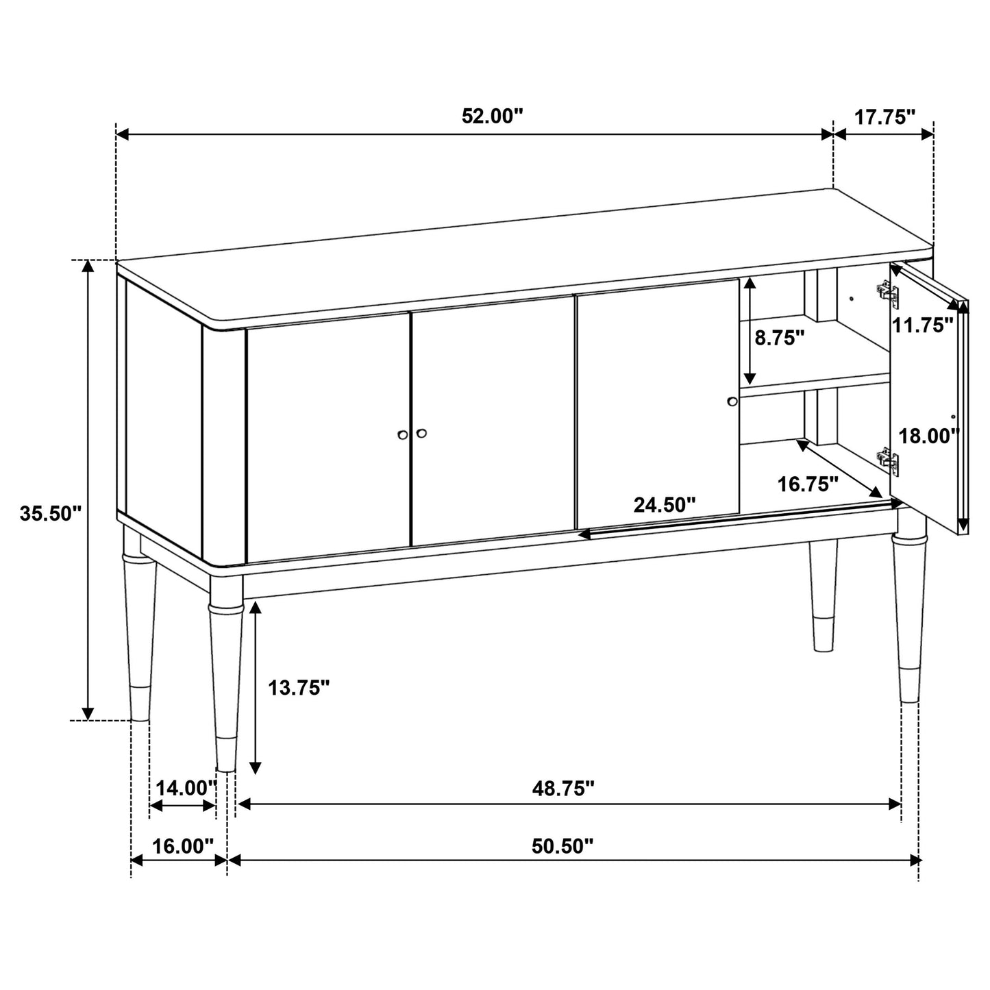  Coaster Furniture Reseda 193675 4-door Dining Sideboard Server with Shelves - Ash Brown IMAGE 13