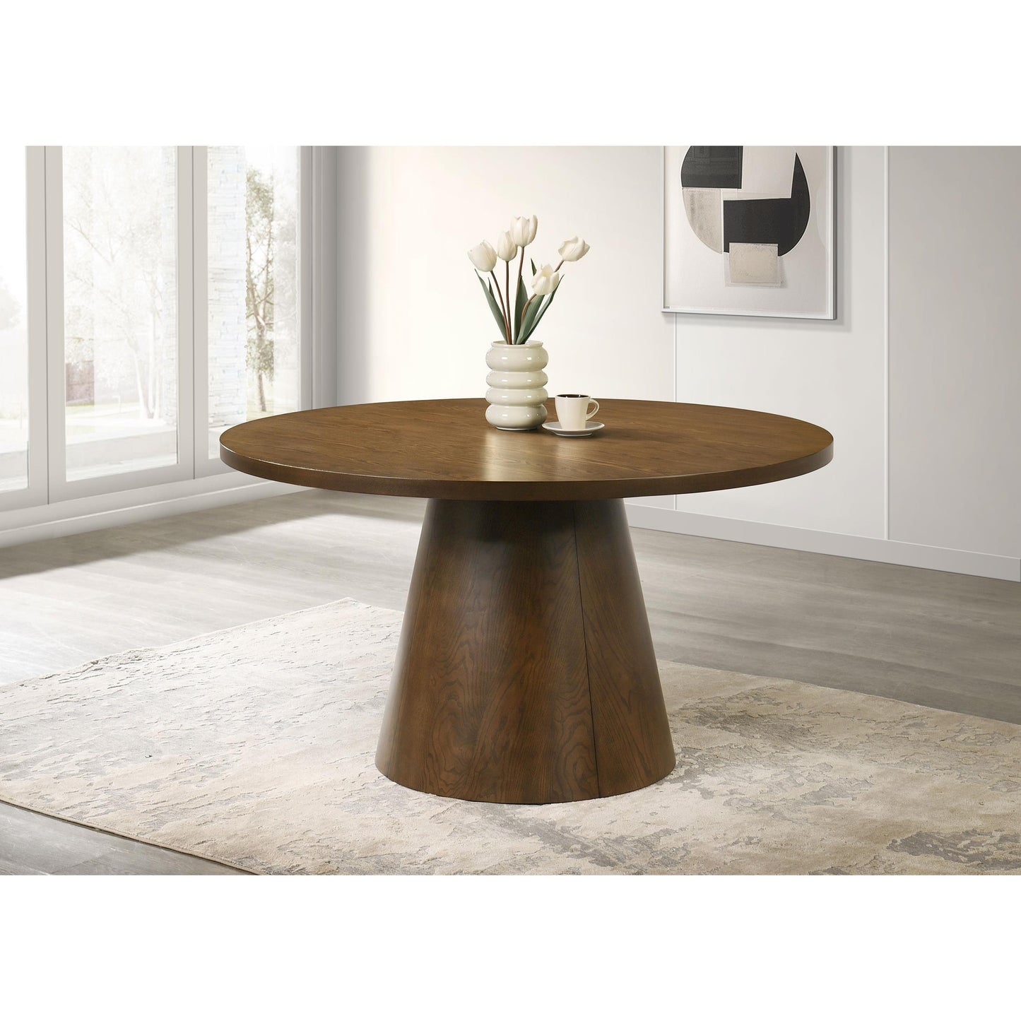  Coaster Furniture Franklin 193830 54-inch Round Wood Pedestal Base Dining Table - Dark Brown IMAGE 3