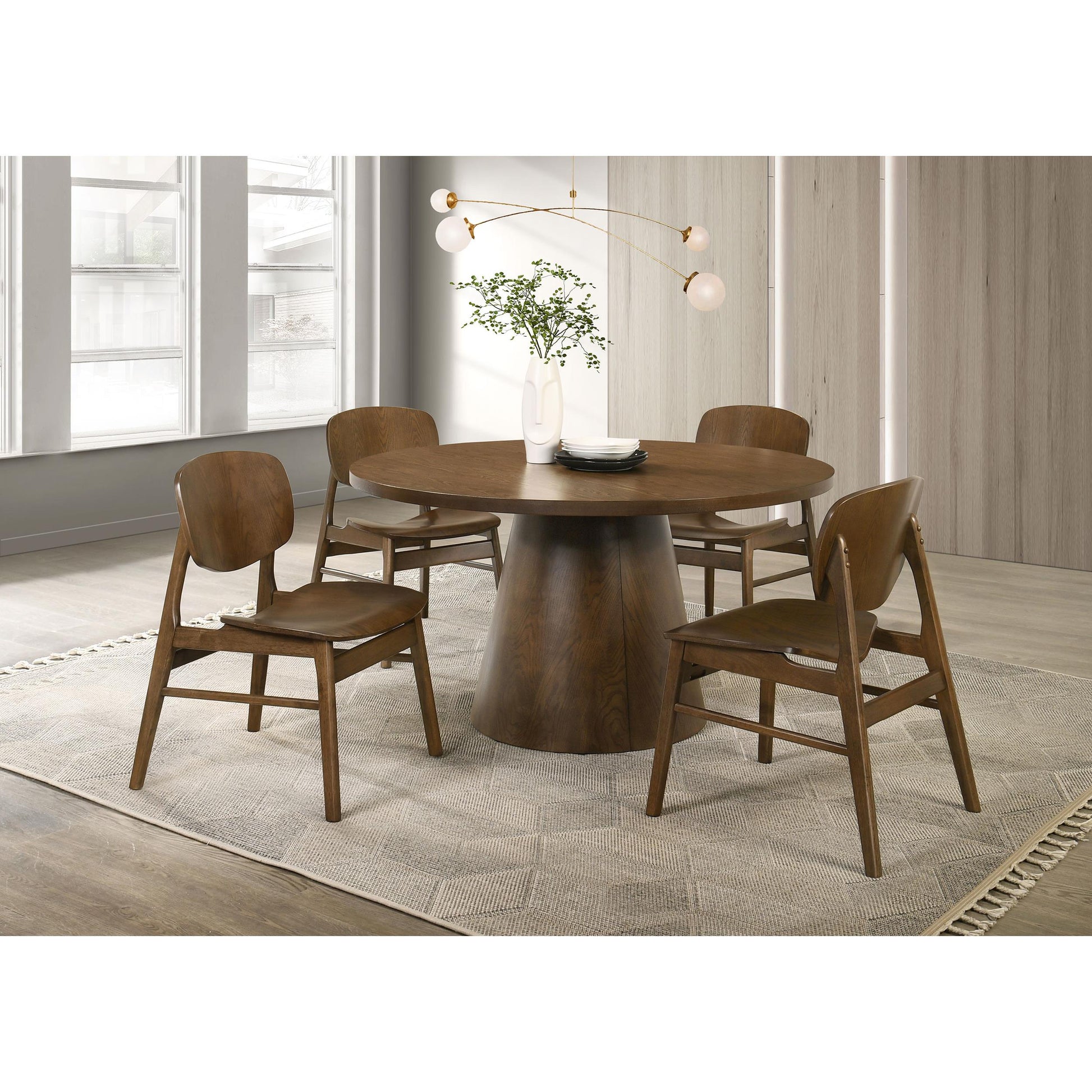  Coaster Furniture Franklin 193830 54-inch Round Wood Pedestal Base Dining Table - Dark Brown IMAGE 6