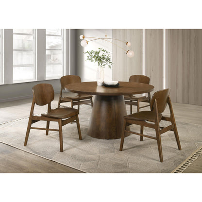  Coaster Furniture Franklin 193830 54-inch Round Wood Pedestal Base Dining Table - Dark Brown IMAGE 6