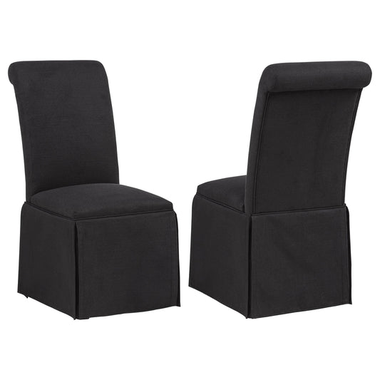  Coaster Furniture Shawna 193912BLK Set of 2 Upholstered Skirted Side Chair - Black IMAGE 1