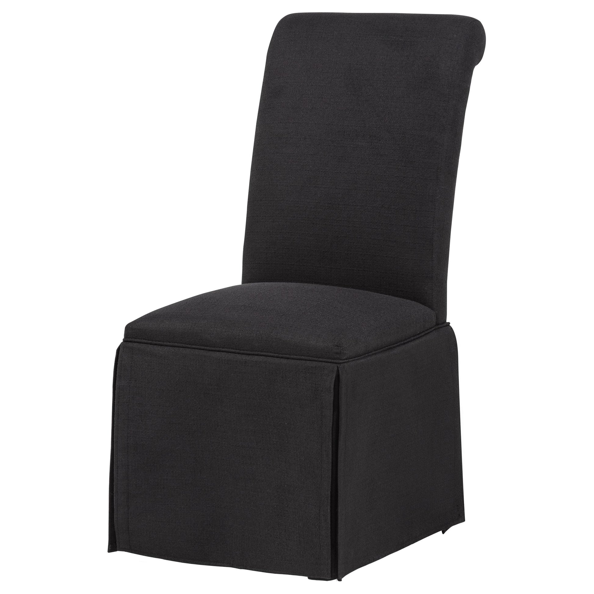  Coaster Furniture Shawna 193912BLK Set of 2 Upholstered Skirted Side Chair - Black IMAGE 2
