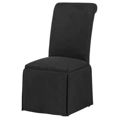  Coaster Furniture Shawna 193912BLK Set of 2 Upholstered Skirted Side Chair - Black IMAGE 2